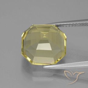 Cuarzo Amarillo pálido natural de 7.03 ct, Corte Octágono / Esmeralda, VVS-VS
