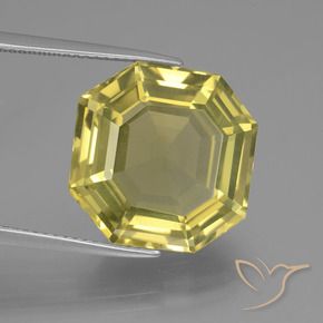 Cuarzo Amarillo piña natural de 13.72 ct, Corte Octágono / Esmeralda, VVS