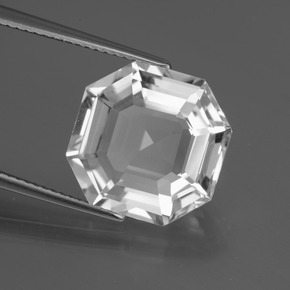 Cuarzo Blanco natural de 8.35 ct, corte esmeralda, VVS