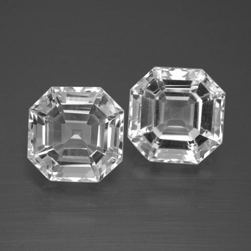 Gemas de cuarzo blanco natural de 7,69 ct, corte esmeralda, VVS
