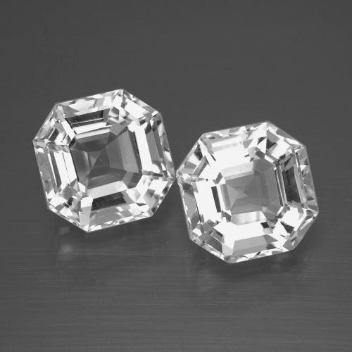 Gemas de cuarzo blanco natural de 7,69 ct, corte esmeralda, VVS