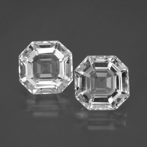 Gemas de Cuarzo Blanco claro natural de 9.79 ct, corte esmeralda, VVS-VS