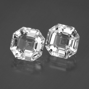 Gemas de Cuarzo Blanco claro natural de 9.79 ct, corte esmeralda, VVS-VS