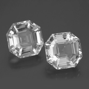 Gemas de Cuarzo Blanco natural de 13.79 ct, corte esmeralda, VVS
