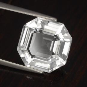 Cuarzo blanco natural de 4,57 ct, corte esmeralda, VVS