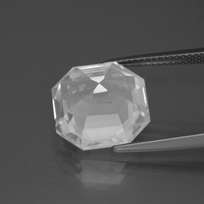 Cuarzo Blanco natural de 7.27 ct, corte esmeralda, VVS