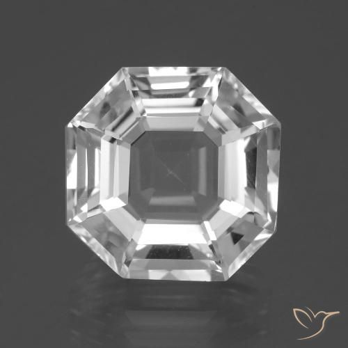 Cuarzo blanco natural de 10,48 ct, corte esmeralda, VVS-VS