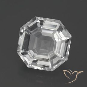 Cuarzo Blanco claro natural de 9.73 ct, Corte Octágono / Esmeralda, VVS-VS