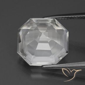 Cuarzo Blanco claro natural de 9.73 ct, Corte Octágono / Esmeralda, VVS-VS