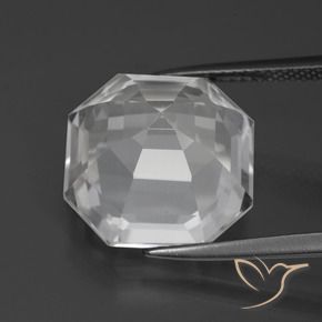 Cuarzo Blanco claro natural de 11.12 ct, Corte Octágono / Esmeralda, VVS-VS
