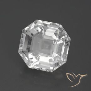 Cuarzo Blanco claro natural de 9.63 ct, Corte Octágono / Esmeralda, VVS-VS