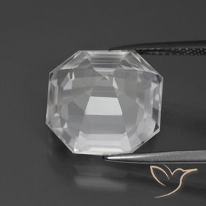 Cuarzo Blanco claro natural de 9.63 ct, Corte Octágono / Esmeralda, VVS-VS