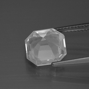 Cuarzo Blanco natural de 3.41 ct, corte esmeralda, VVS