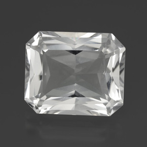 Cuarzo blanco natural de 10,38 ct, corte esmeralda, VVS