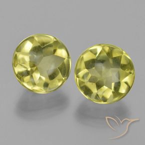 Gemas de Cuarzo Amarillo medio natural de 7.74 ct, Redondo, Transparente