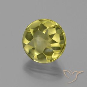 Cuarzo Amarillo verdoso claro natural de 3.87 ct, Corte Redondo, Transparente