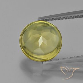Cuarzo Amarillo verdoso claro natural de 3.87 ct, Corte Redondo, Transparente