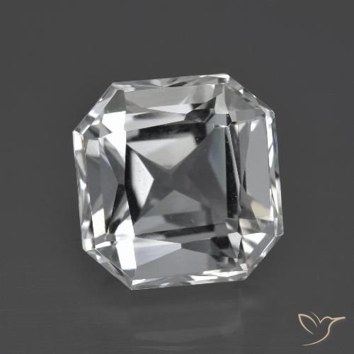 Cuarzo blanco natural de 11,26 ct, corte esmeralda, VVS