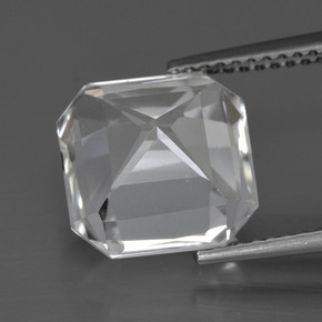 Cuarzo blanco natural de 5,42 ct, corte esmeralda, VVS-VS