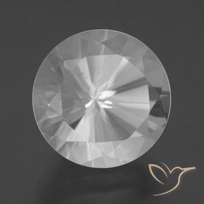 Cuarzo Blanco natural de 7.59 ct, Redondo, VVS-VS