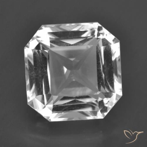 Cuarzo blanco natural de 8,72 ct, corte esmeralda, VVS
