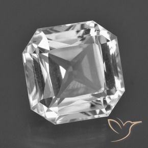 Cuarzo blanco natural de 8,72 ct, corte esmeralda, VVS