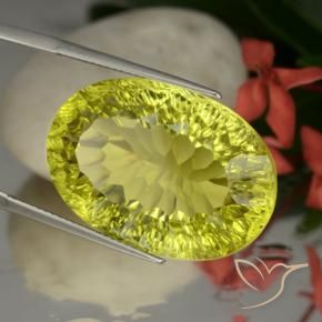 Cuarzo Amarillo maíz natural de 37.08 ct, Ovalada, VVS