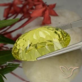 Cuarzo Amarillo maíz natural de 37.08 ct, Ovalada, VVS