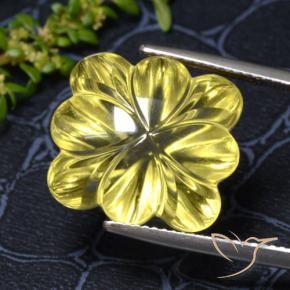 Cuarzo Amarillo medio natural de 18.68 ct, Corte Flor, Transparente