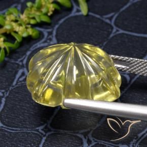 Cuarzo Amarillo medio natural de 18.68 ct, Corte Flor, Transparente