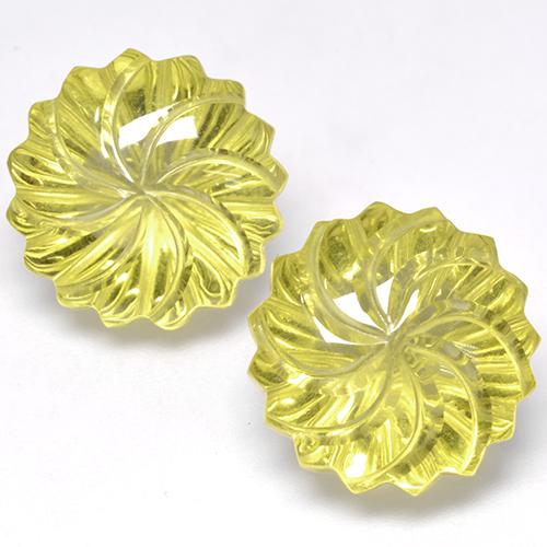 Gemas de cuarzo amarillo natural de 24,54 ct, corte flor, transparente