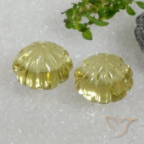 Gemas de Cuarzo Amarillo medio natural de 15.30 ct, Corte Flor, Transparente