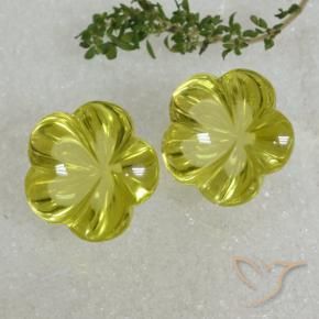 Gemas de Cuarzo Amarillo limón natural de 64.06 ct, Corte Flor, Transparente