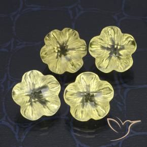 Gemas de Cuarzo Amarillo claro medio natural de 15.20 ct, Corte Flor, Transparente