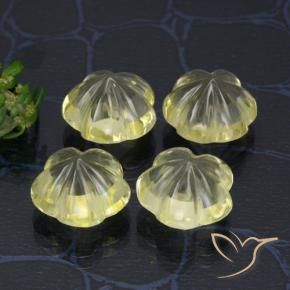 Gemas de Cuarzo Amarillo claro medio natural de 15.20 ct, Corte Flor, Transparente
