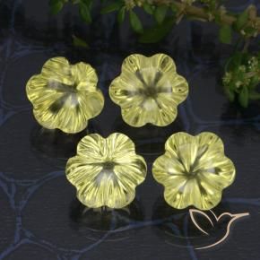 Gemas de Cuarzo Amarillo verdoso natural de 16.85 ct, Corte Flor, Transparente