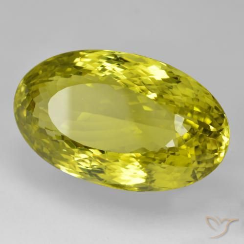Cuarzo Amarillo  verdoso natural de 97.05 ct, Ovalada, VVS