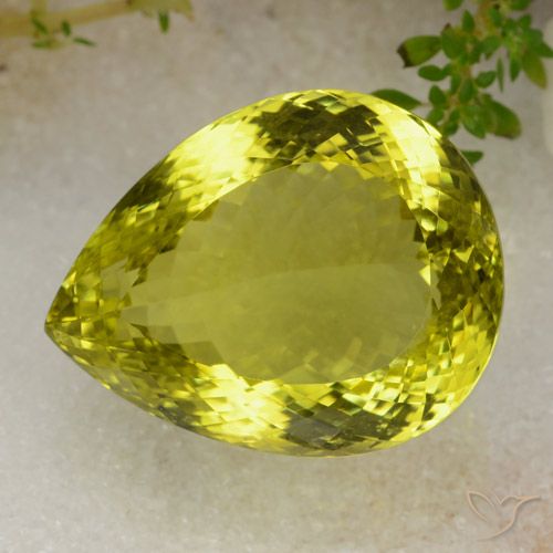 Cuarzo Amarillo vívido natural de 87.25 ct, En forma de pera, VVS