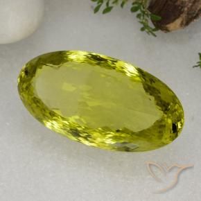 Cuarzo Amarillo  verdoso natural de 86.68 ct, Ovalada, VVS