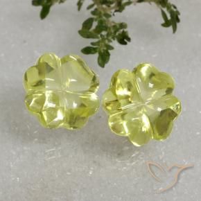 Gemas de Cuarzo Amarillo limón natural de 19.38 ct, Corte Flor, Transparente