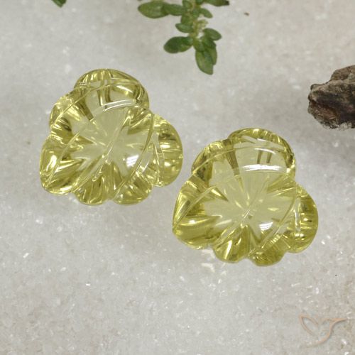 13.98ctw Natural Amarillo verdoso Cuarzo, Corte Flor, Transparente