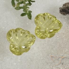 Gemas de Cuarzo Amarillo verdoso natural de 13.98 ct, Corte Flor, Transparente