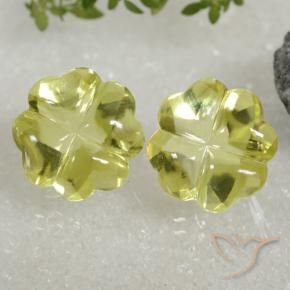 Gemas de Cuarzo Amarillo verdoso natural de 19.52 ct, Corte Flor, Transparente