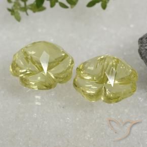 Gemas de Cuarzo Amarillo verdoso natural de 19.52 ct, Corte Flor, Transparente