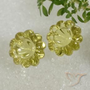 Gemas de Cuarzo Amarillo medio natural de 14.53 ct, Corte Flor, Transparente