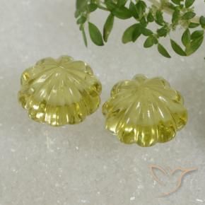 Gemas de Cuarzo Amarillo medio natural de 14.53 ct, Corte Flor, Transparente