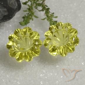 Gemas de Cuarzo Amarillo medio natural de 14.39 ct, Corte Flor, Transparente