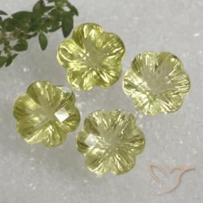 Gemas de Cuarzo Amarillo verdoso natural de 14.29 ct, Corte Flor, Transparente