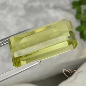 Cuarzo Amarillo  verdoso natural de 8.34 ct, Corte Octágono / Esmeralda, VVS-VS
