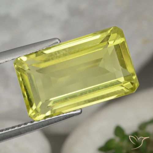 6.90ct Natural Amarillo limón Cuarzo, corte esmeralda, VVS-VS